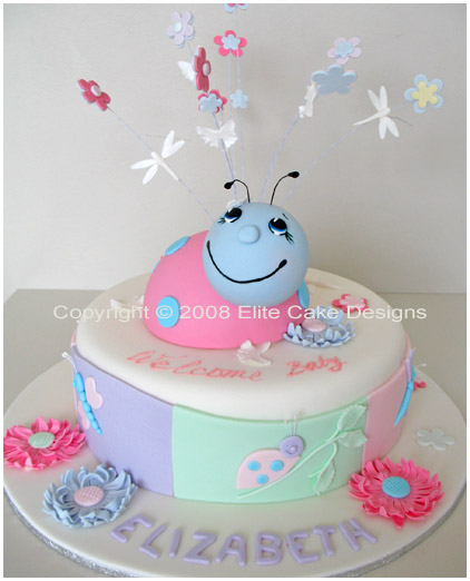 Lady Bug Baby Shower-Christening Cake