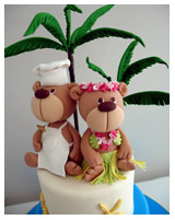 Hawaiian theme couple engagement novelty cake
