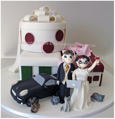 funky couple wedding cake