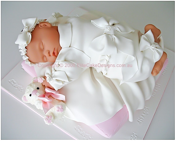 sleeping baby christening cake