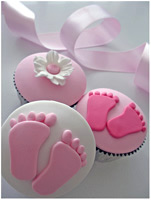 Baby footprint Christening Cupcakes