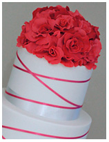 Hot Pink Rose Bouqet wedding Cake