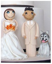 Funky Couple with dog wedding cake