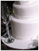 feathers and swarovski crystals wedding cake